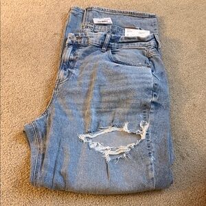 American Eagle Outfitters Distressed Blue Straight Leg Jeans